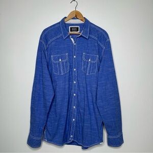 BKE Buckle Black Blue Athletic Fit Button Down Shirt Size XXL